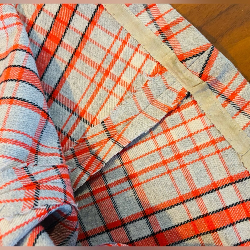 Handmade VTG-Coral and Grey Plaid Midi Skirt - Picture 9 of 10